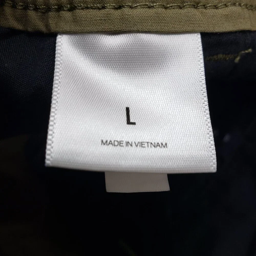 Express Pull on Cargo Shorts L Mens Elastic Drawstring‎ Waist Cotton Olive Green